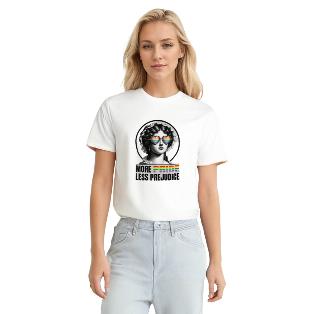Adult Unisex Less Prejudice Pride Month White T-shirt Costume