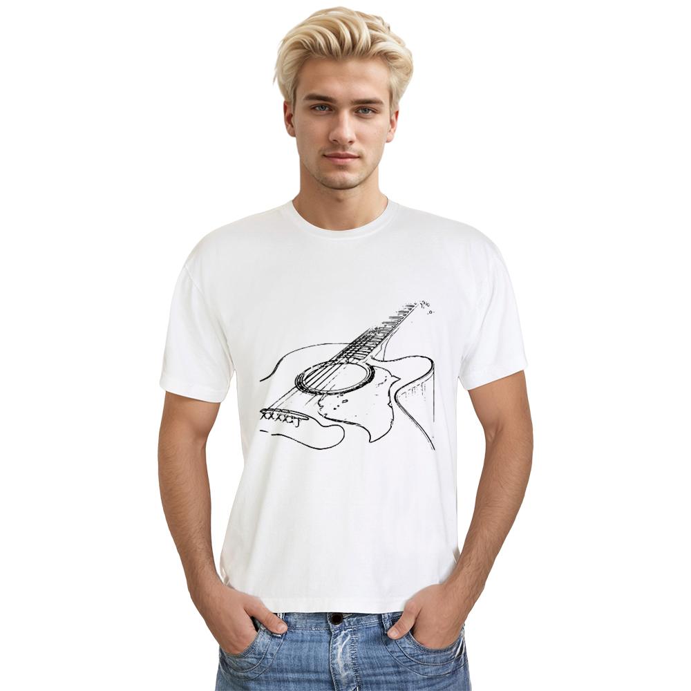 Adult Unisex Musician Tee Guitar Music Festival White T-shirt Costume