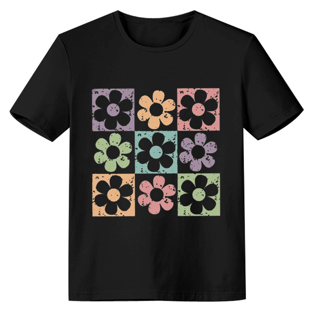 Adult Women Floral Printed Black T-shirt Costume