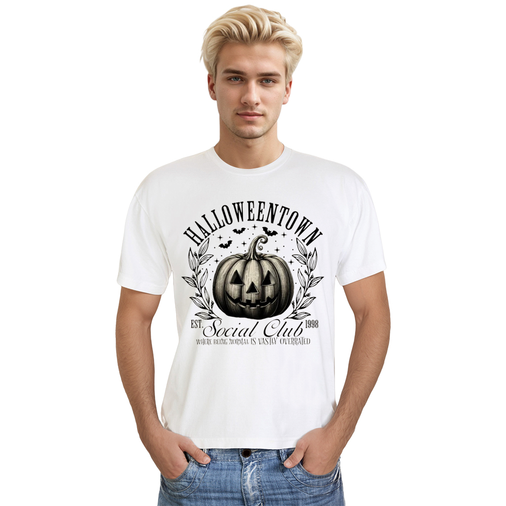 Adult Unisex Retro Pumpkin Halloween White T-shirt Costume