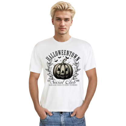 Adult Unisex Retro Pumpkin Halloween White T-shirt Costume