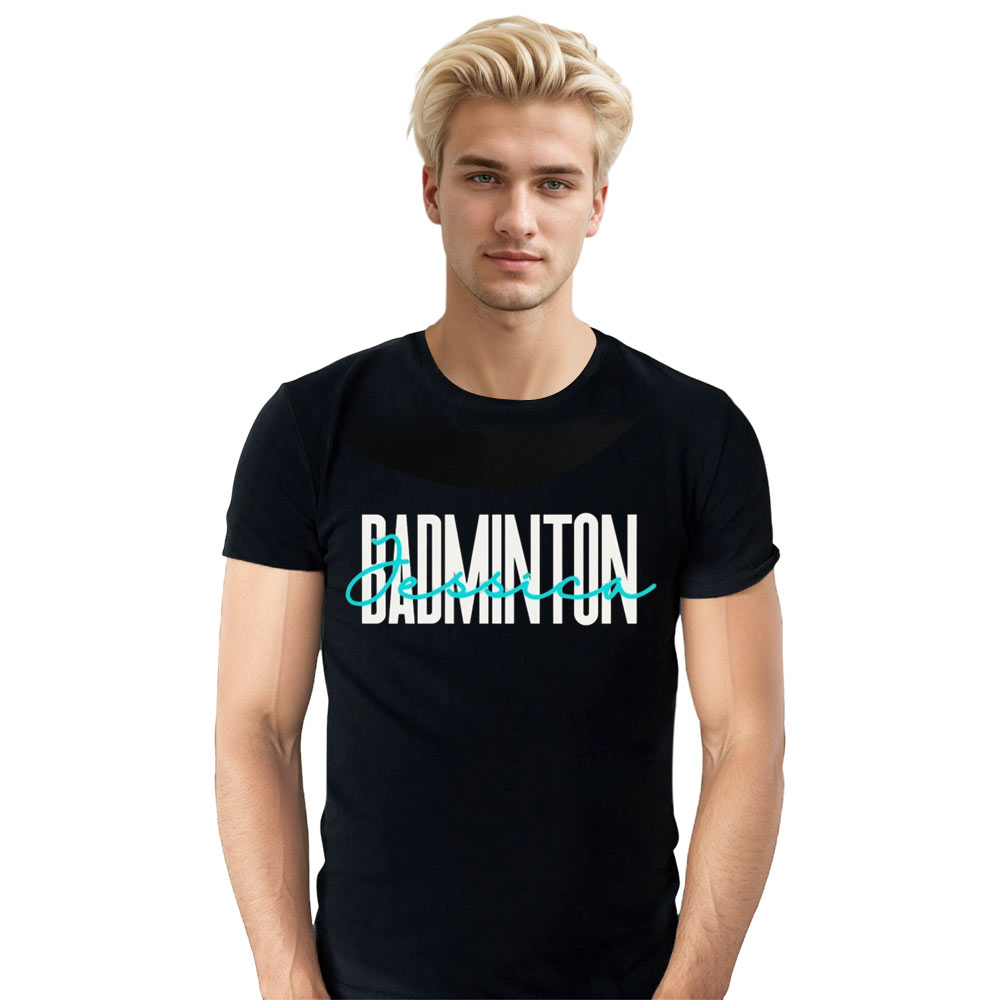 Adult Unisex Badminton Gift Black Sport T-shirt Costume