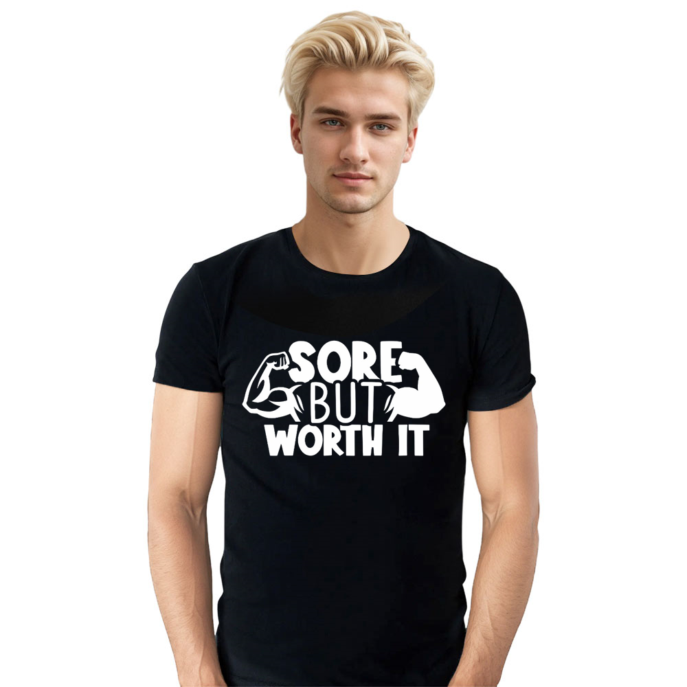 Adult Unisex Funny Gym Work Sore But Worth It Black T-shirt Costume