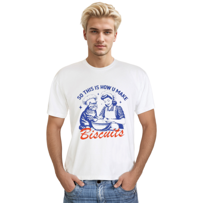 Adult Unisex Cat Biscuits Pet Lover White T-shirt Costume