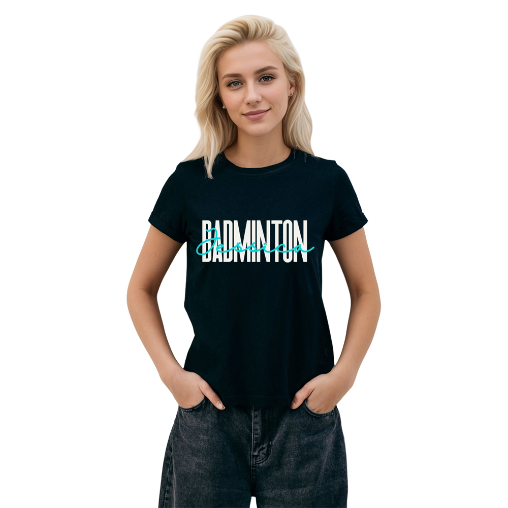 Adult Unisex Badminton Gift Black Sport T-shirt Costume