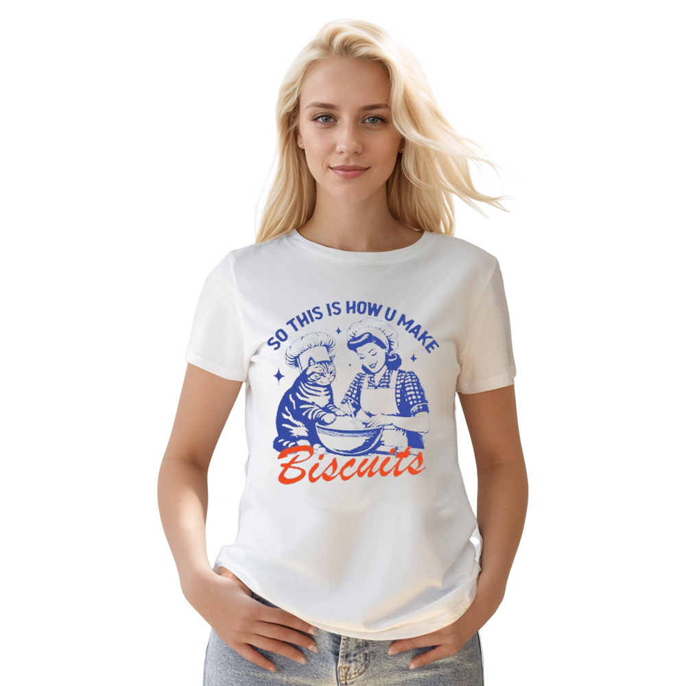 Adult Unisex Cat Biscuits Pet Lover White T-shirt Costume