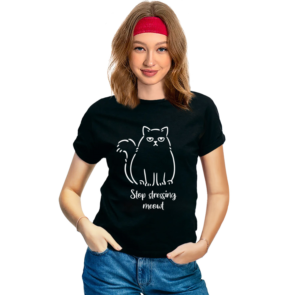 Adult Unisex Cat Pet Lover Cat Owner Gift Black T-shirt