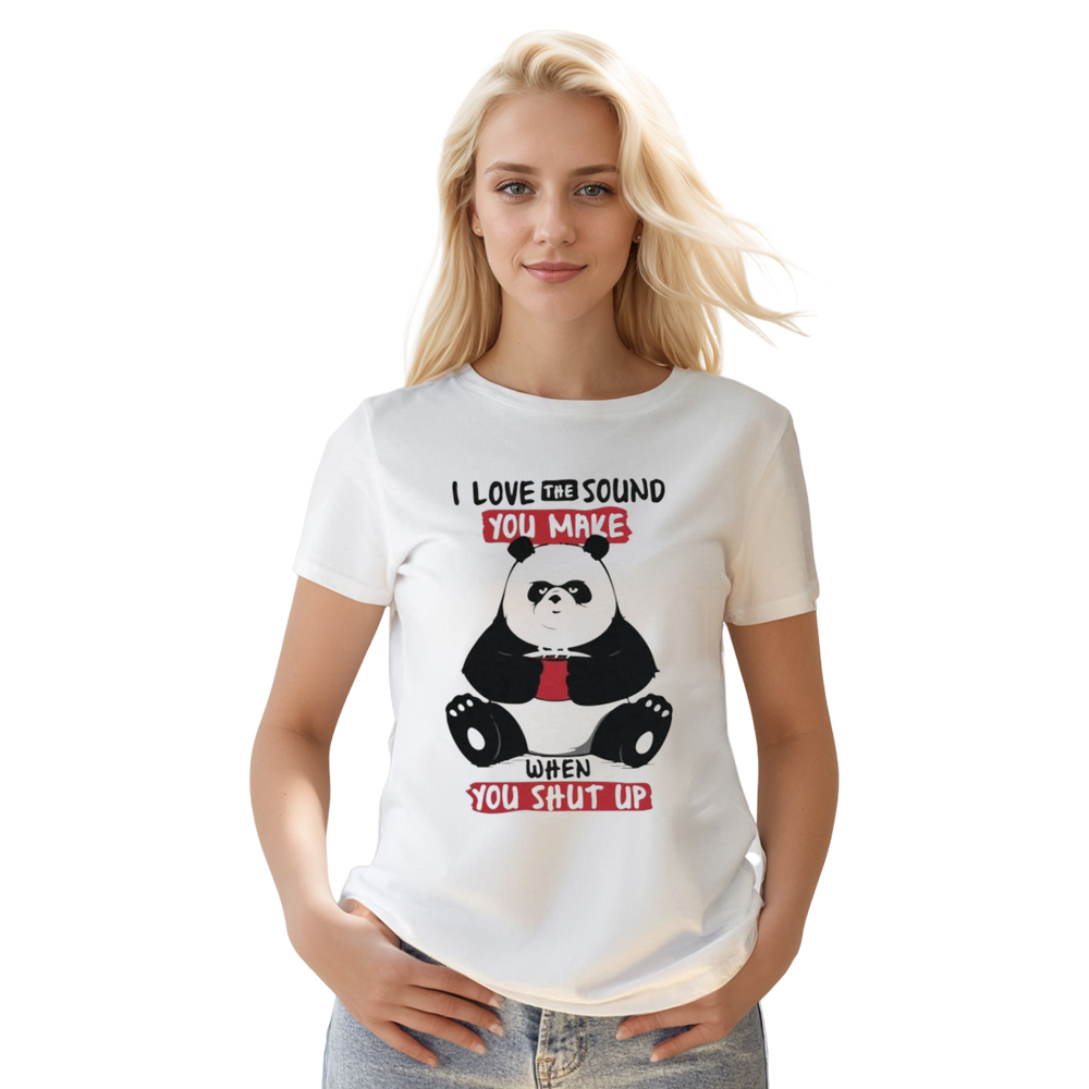 Adult Unisex Shut Up Panda Wild Animals Nature Lover White T-shirt Costume