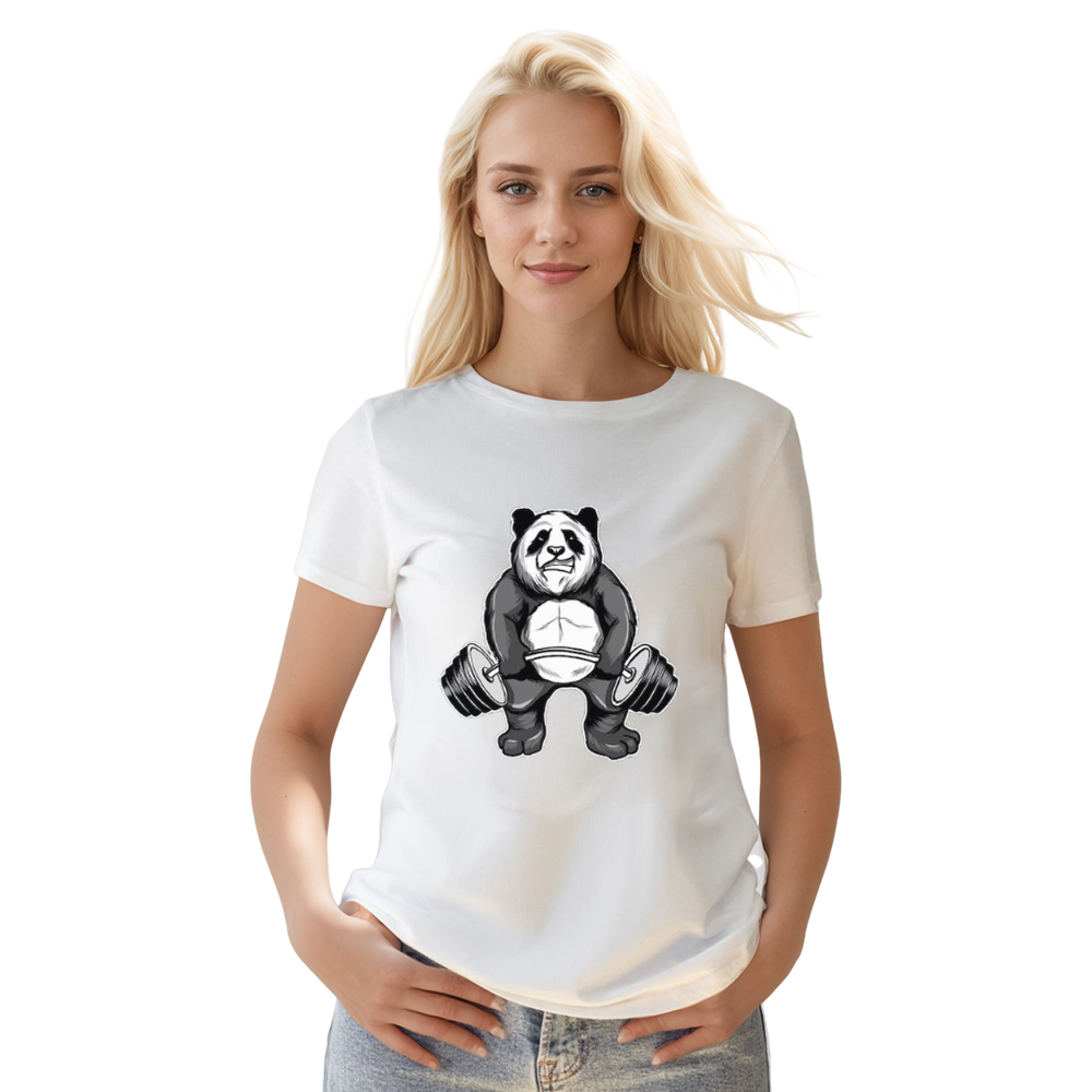 Adult Unisex Panda Gym Wild Animals Panda Lover White T-shirt Costume