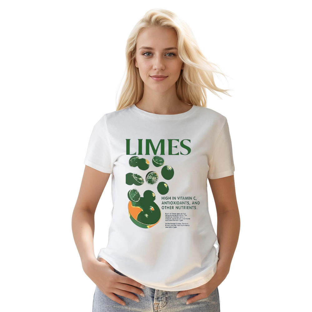 Adult Unisex Limes Graphi Fruit Food Lover Summer White T-shirt Costume