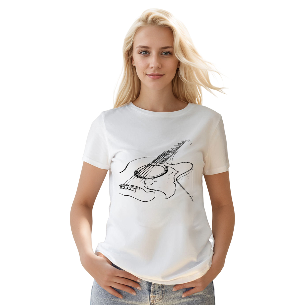 Adult Unisex Musician Tee Guitar Music Festival White T-shirt Costume