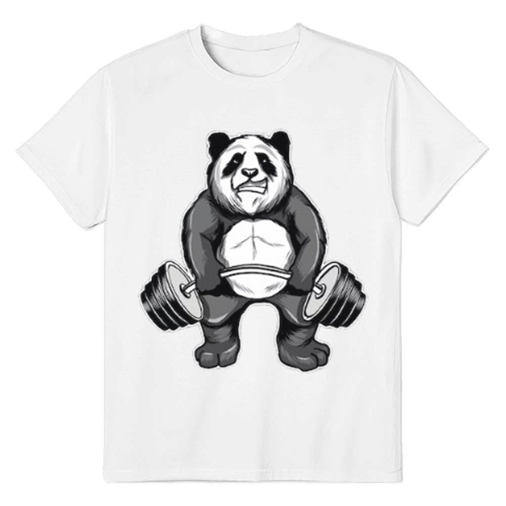 Adult Unisex Panda Gym Wild Animals Panda Lover White T-shirt Costume