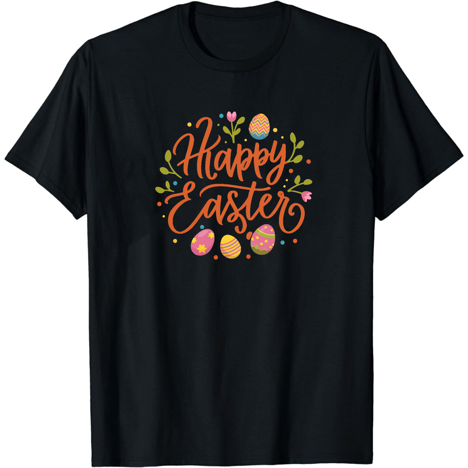 Adult Easter Happy Easter Black Short Sleeve T-shirt Outfits Top Costume