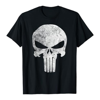 Adult Unisex Skull Symbol Distressed Horror Skull Halloween Black T-shirt Costume