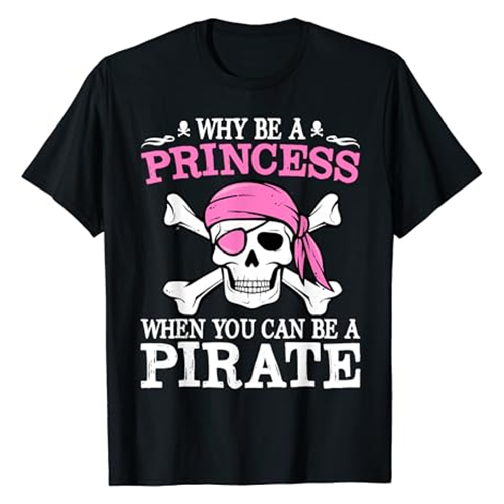 Adult Funny Girl Pirate Black T-shirt Costume