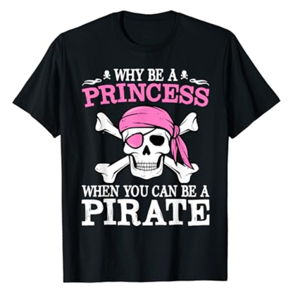 Adult Funny Girl Pirate Black T-shirt Costume