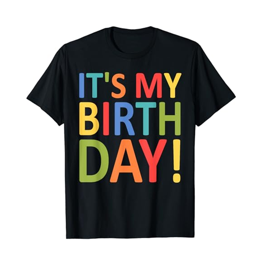 Adult It's My Birthday Funny Letter Festival Black Short Sleeve T-shirt Outfits Top Costume
