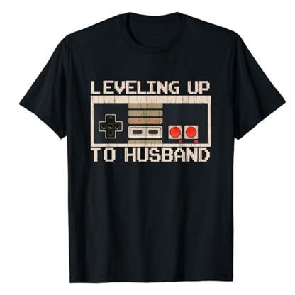 Adult Man Leveling Up To Husband  Bachelor Party Black T-shirt Costume