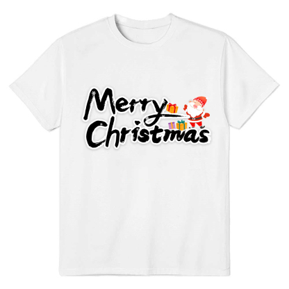 Adult Unisex Christmas Xmas White Merry Christmas Festival T-shirt