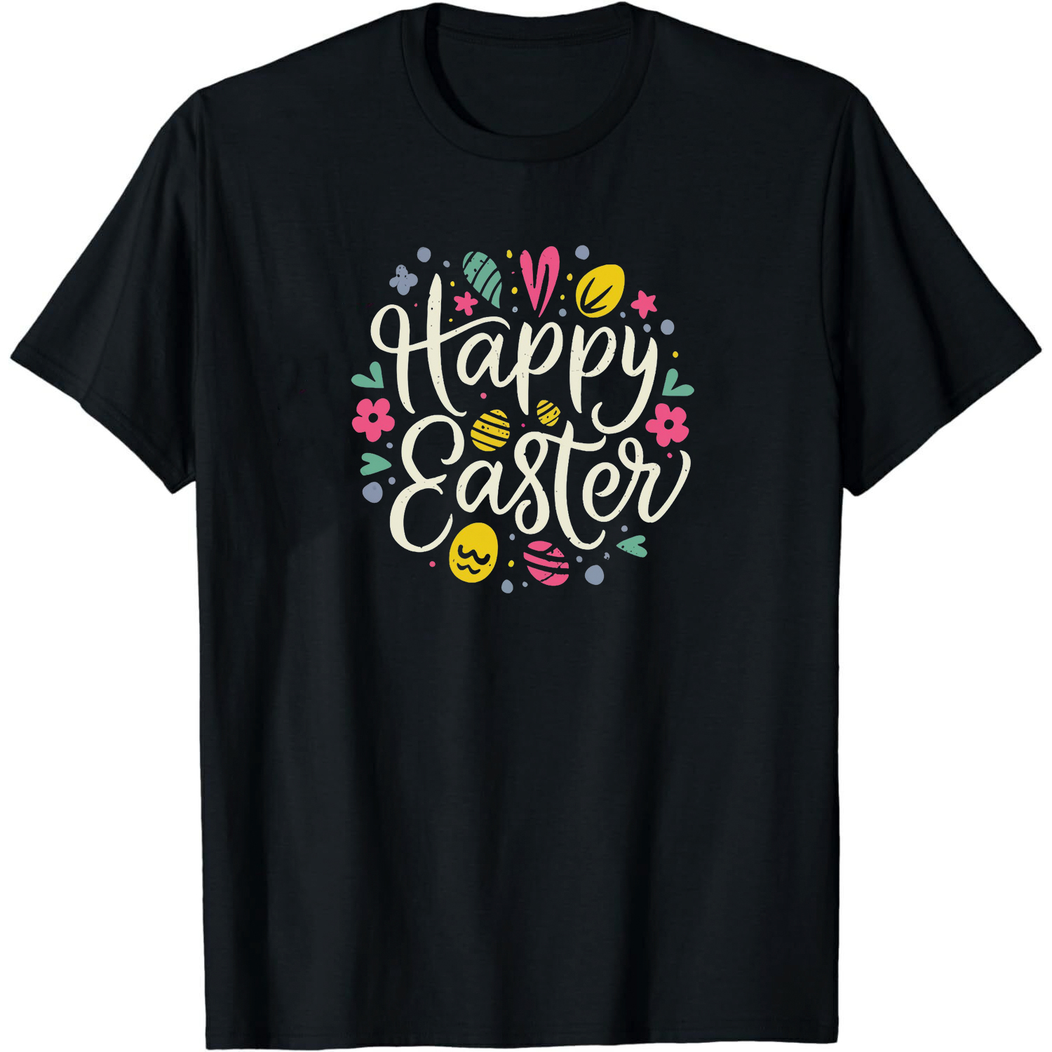 Adult Easter Happy Easter Black Short Sleeve T-shirt Outfits Top Costume