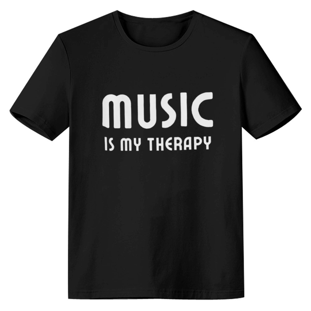 Adult Unisex Music Is My Therapy Music Festival Black T-shirt Costume