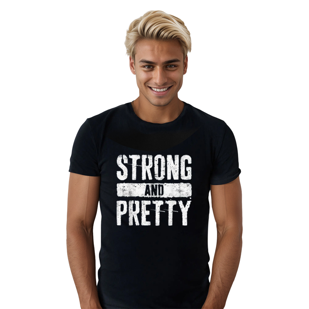 Adult Strong And Pretty Fitness Gym Workout Sport Black T-shirt Costume