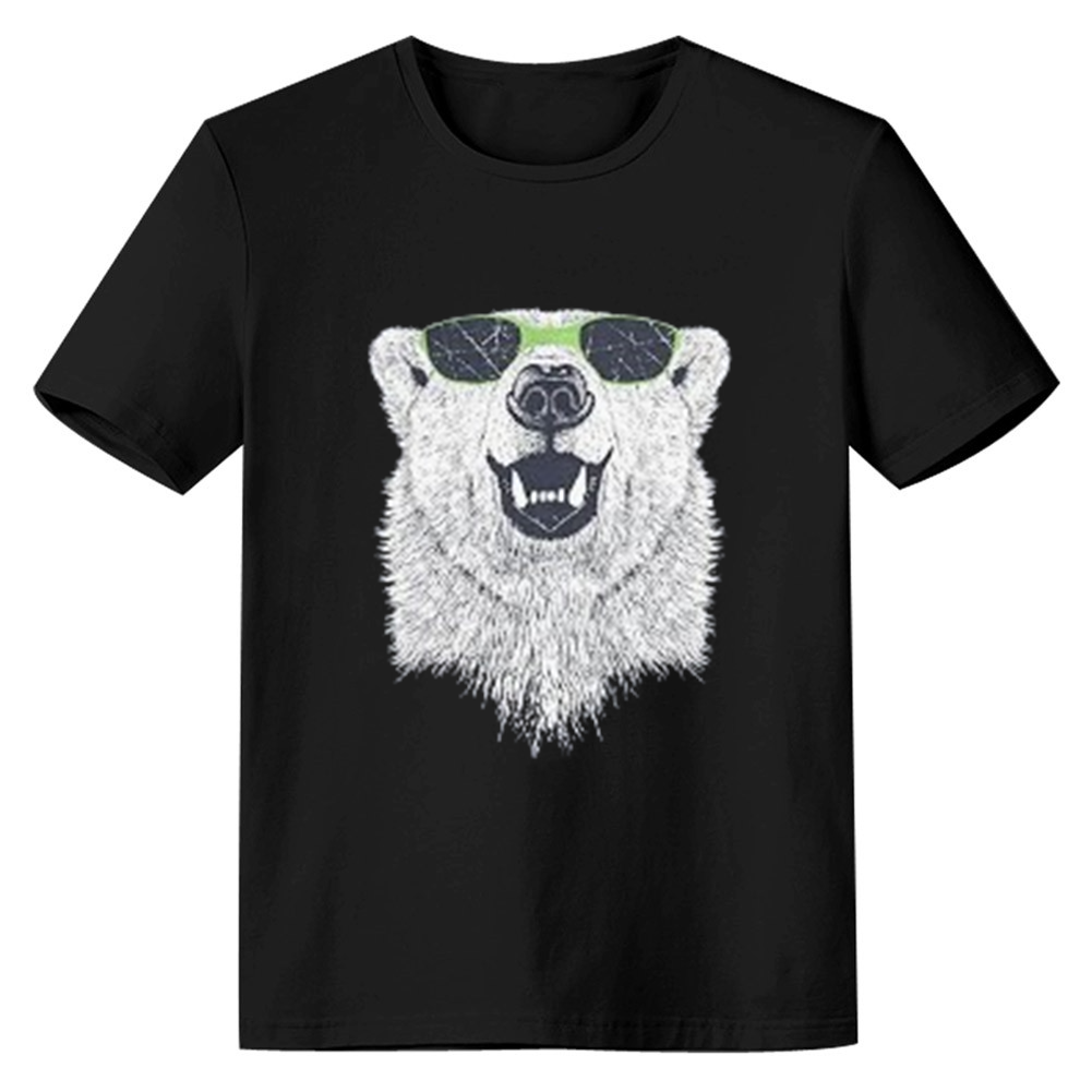 Adult Unisex Crazy Polar Bear Wild Animals Black T-shirt Costume