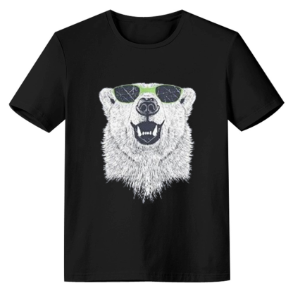 Adult Unisex Crazy Polar Bear Wild Animals Black T-shirt Costume