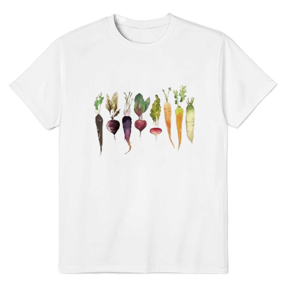 Adult Unisex Vegetable Radish Science Carrot Food Lover White T-shirt Costume