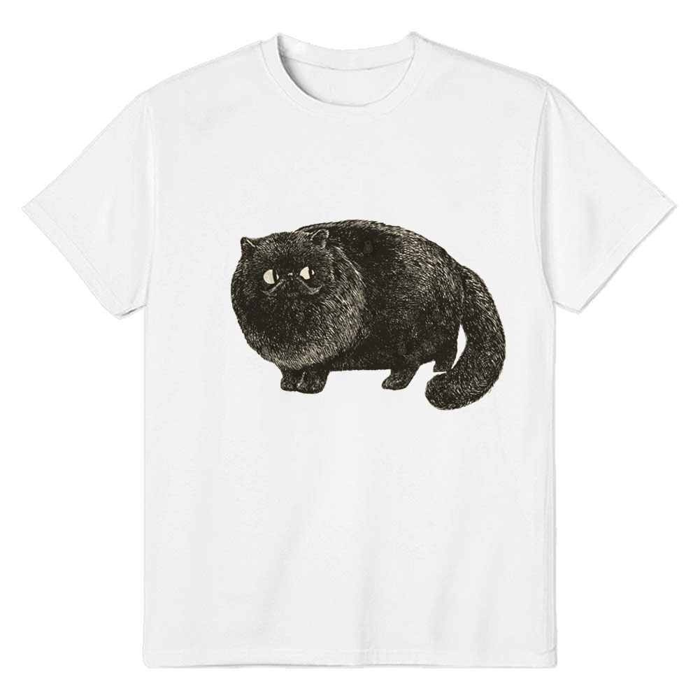 Adult Unisex Black Cat Pet Lover White T-shirt Costume