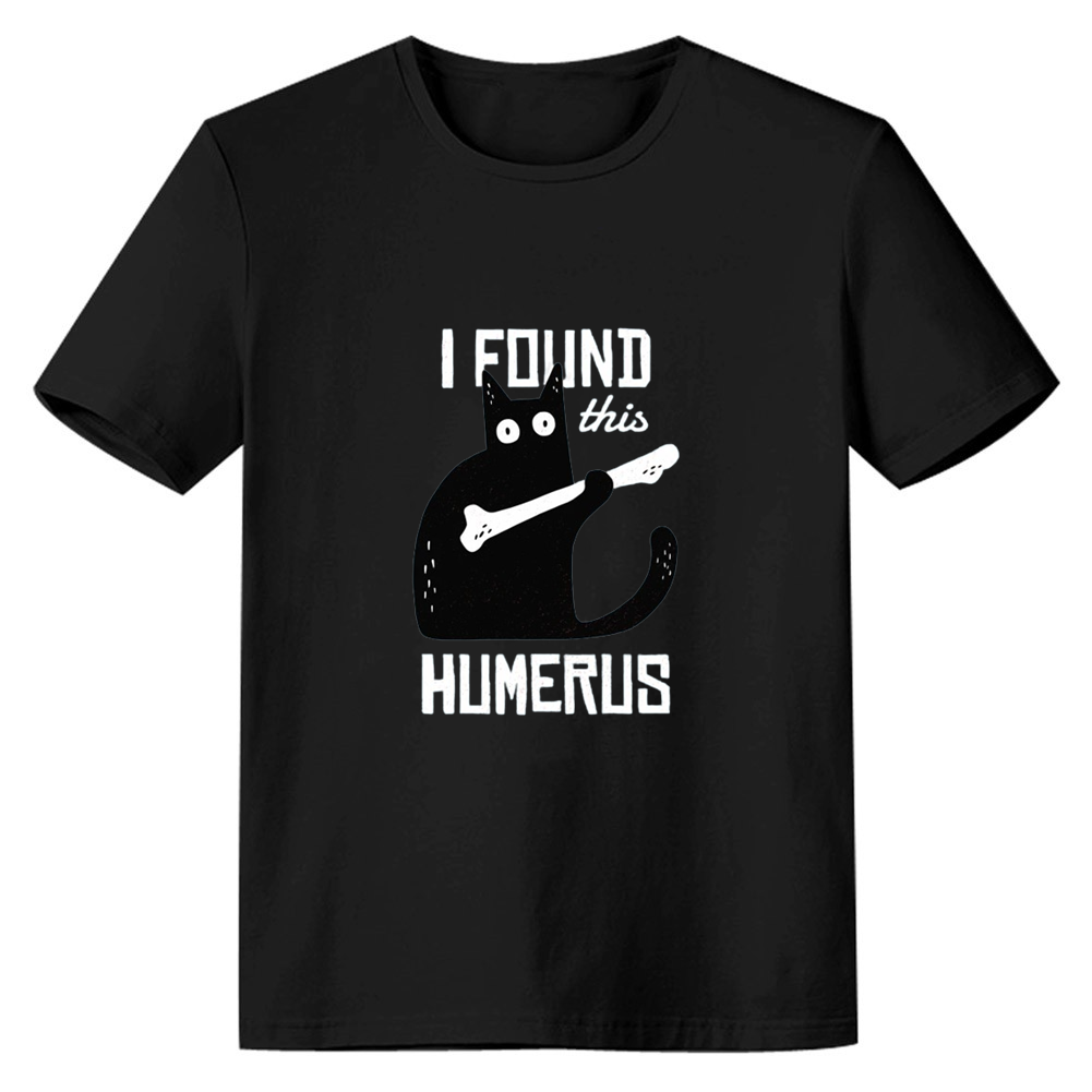 Adult Unisex I Found This Humerus Funny Cat Pet Lover Black T-shirt Costume