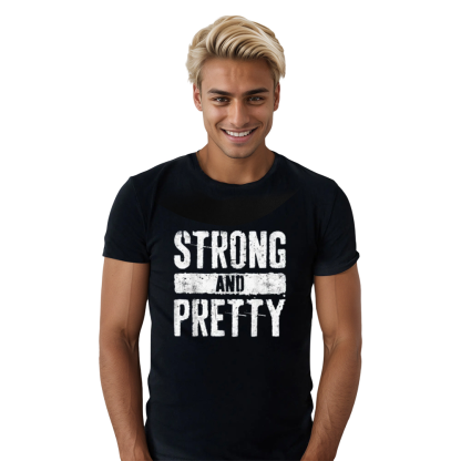 Adult Strong And Pretty Fitness Gym Workout Sport Black T-shirt Costume