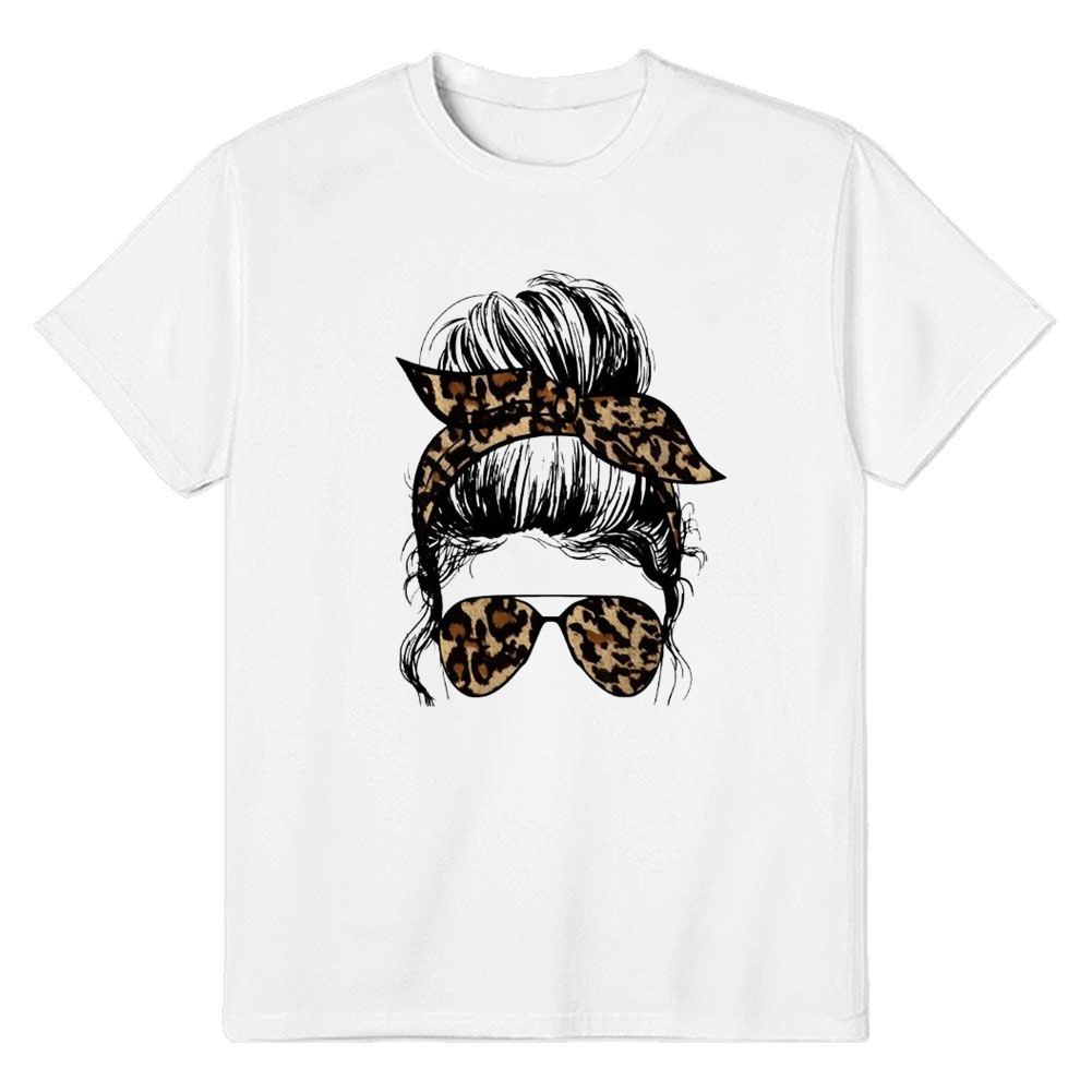 Adult Women Leopard  Figure Print Girls White T-shirt Costume