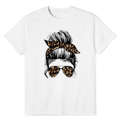 Adult Women Leopard  Figure Print Girls White T-shirt Costume