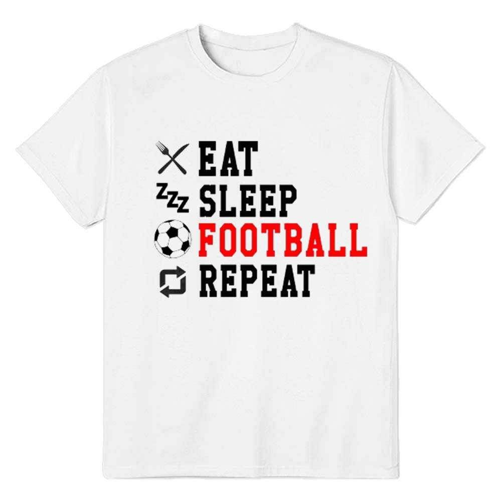 Adult Unisex Eat Sleep Football Soccer Lover White T-shirt Costume