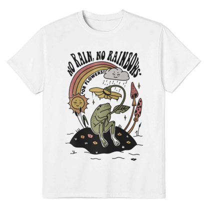 Adult Unisex No Rain No Rainbows Frog Animals Lover White T-shirt Costume