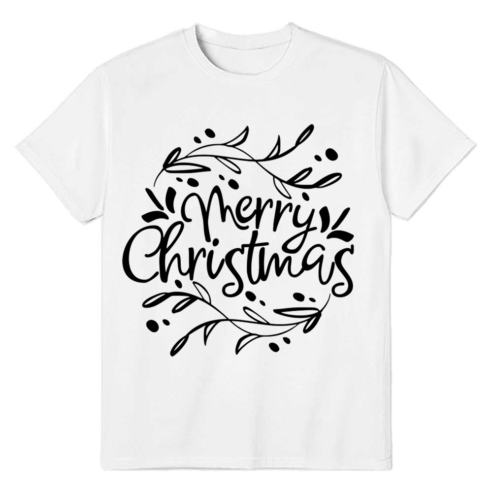 Adult Unisex Festival Merry Christmas Letter Xmas White T-shirt Costume