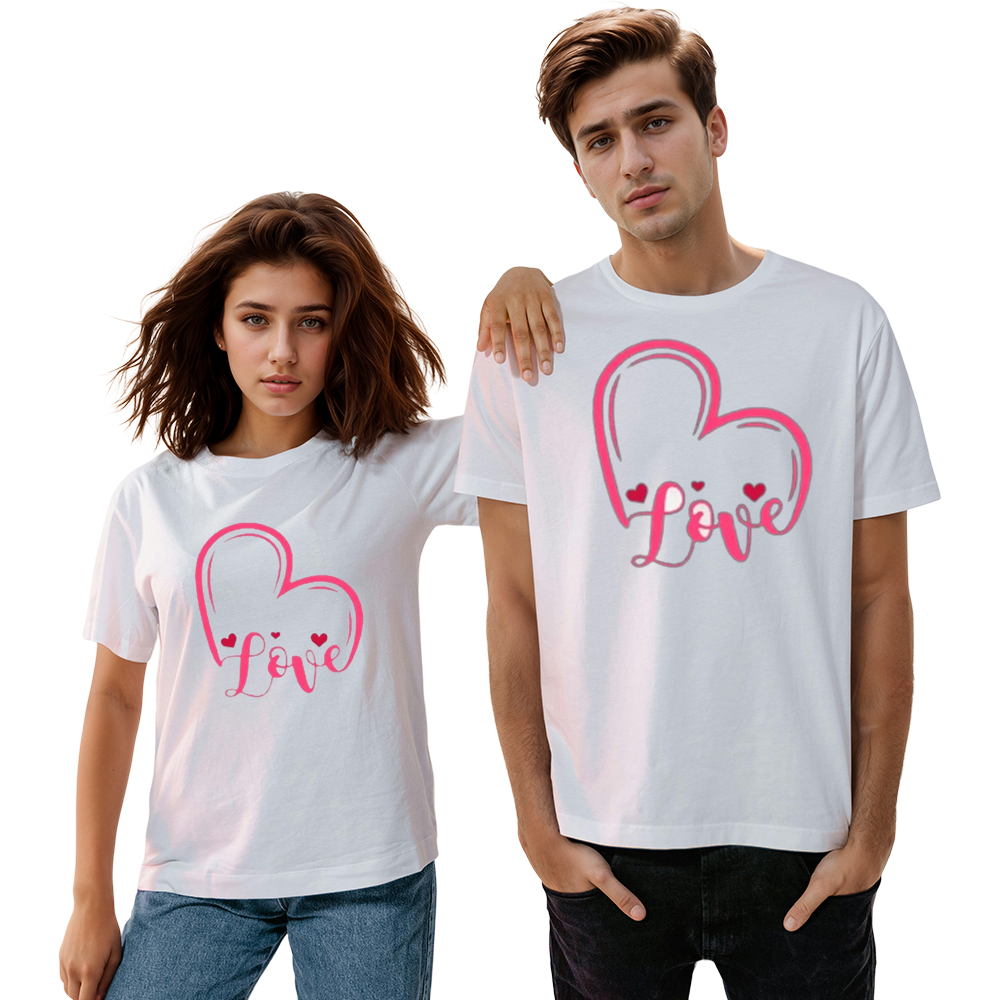 Adult Unisex Heart Valentine's Day Black White Short Sleeve T-shirt Outfits Top Costume