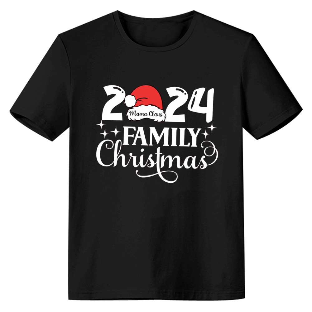 Adult Unisex 2024 Family Christmas Shirt Xmas Black Festival T-shirt