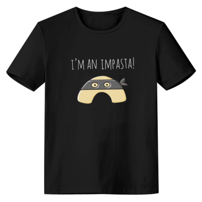 Adult Unisex Funny Foodie Impasta Noodle Tee Food Lover Black T-shirt