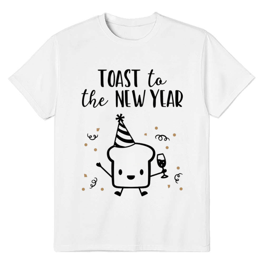 Adult Unisex Toast To The New Year Festival White T-shirt