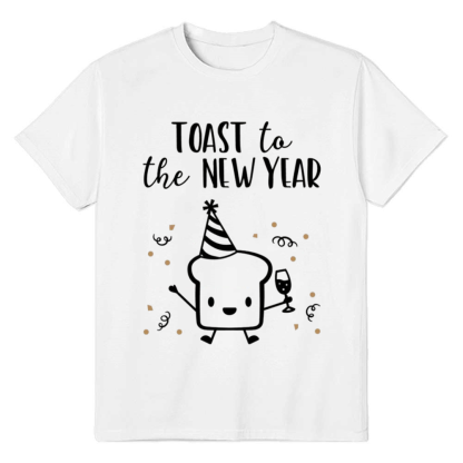 Adult Unisex Toast To The New Year Festival White T-shirt