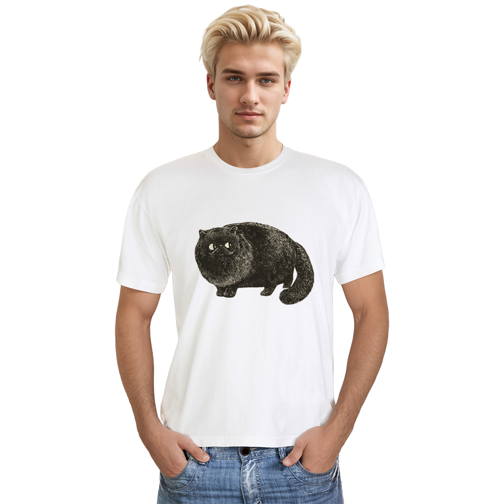 Adult Unisex Black Cat Pet Lover White T-shirt Costume