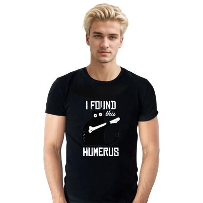 Adult Unisex I Found This Humerus Funny Cat Pet Lover Black T-shirt Costume