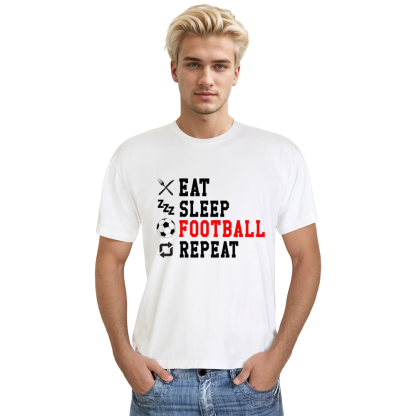 Adult Unisex Eat Sleep Football Soccer Lover White T-shirt Costume