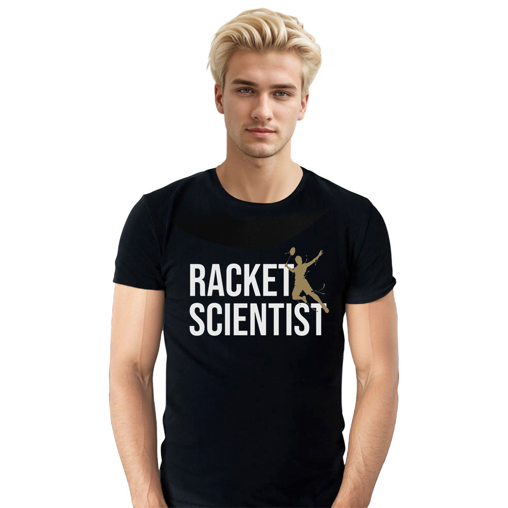Adult Unisex Racket Scientist Badminton Black Sport T-shirt Costume