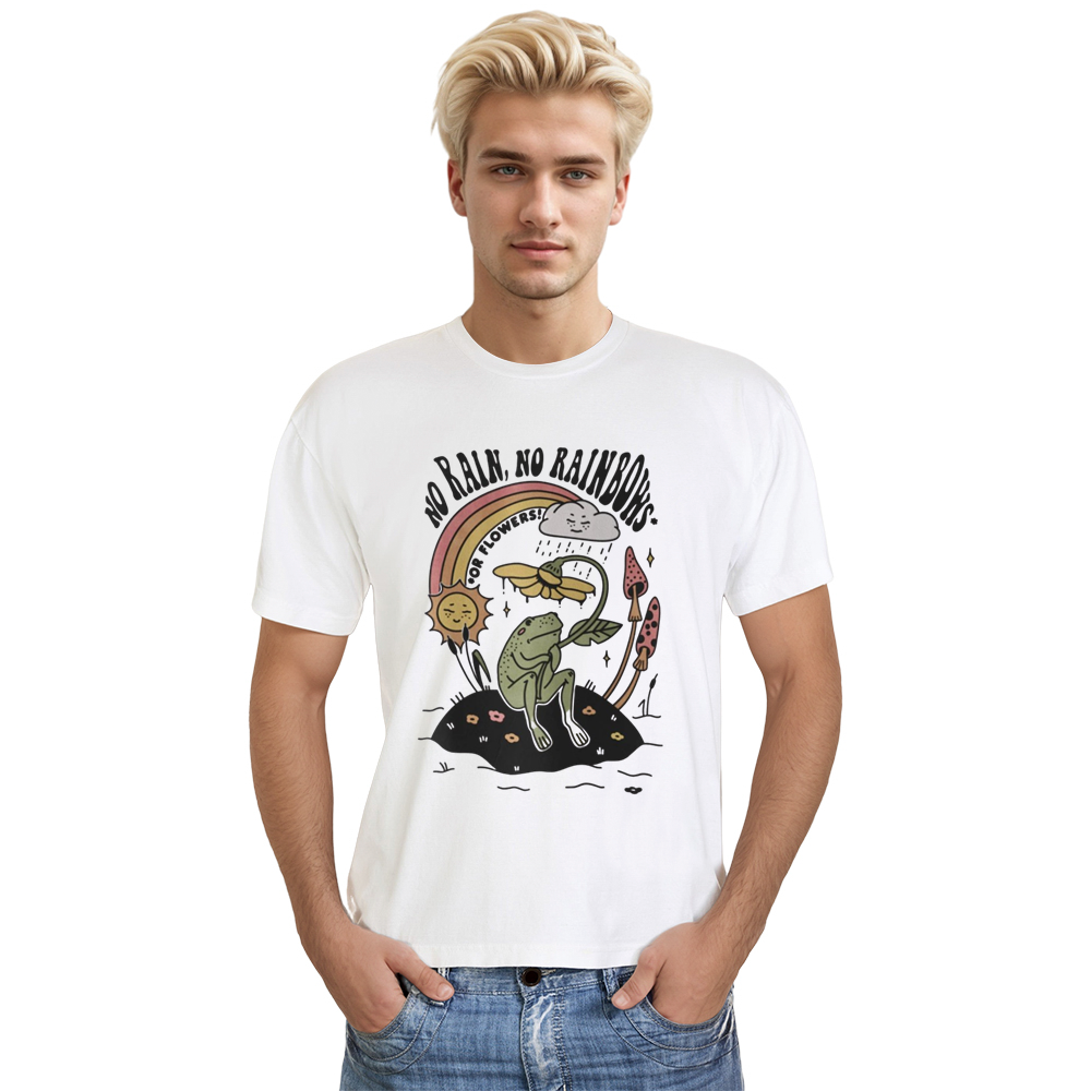 Adult Unisex No Rain No Rainbows Frog Animals Lover White T-shirt Costume
