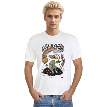Adult Unisex No Rain No Rainbows Frog Animals Lover White T-shirt Costume