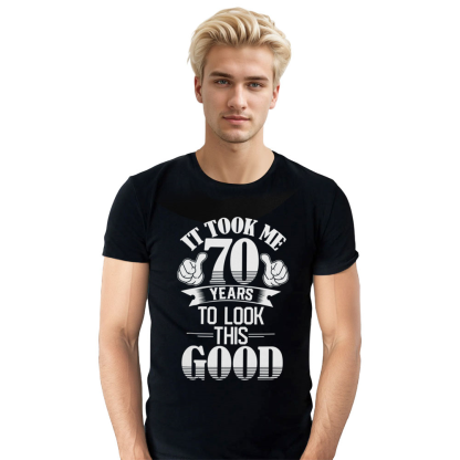 Adult Unisex Funny 70th Birthday Party Black Short Sleeve T-shirt 