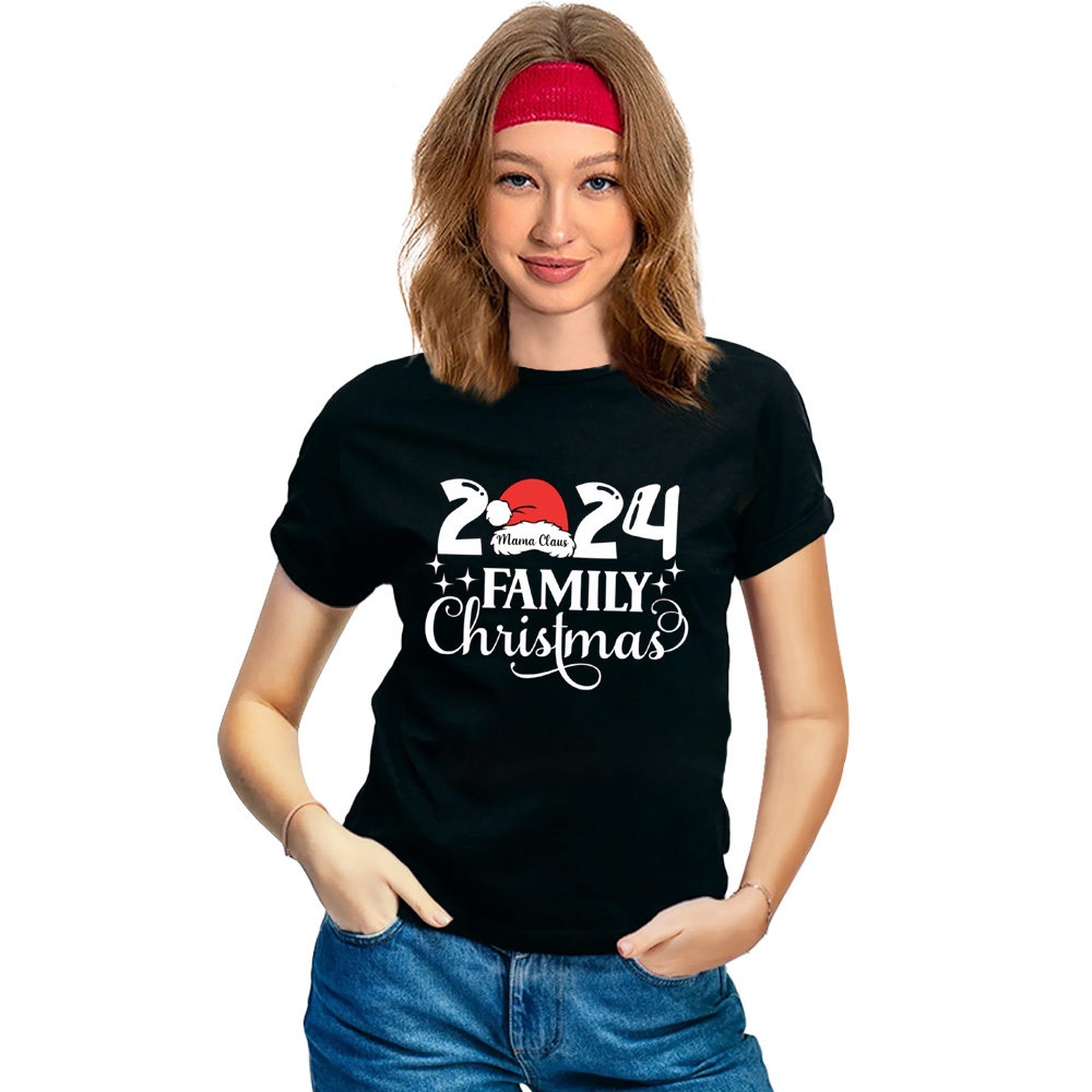 Adult Unisex 2024 Family Christmas Shirt Xmas Black Festival T-shirt